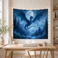 thumbnail image 5 of Blue Dragon Flying Above a Moonlit Forest, Dramatic Fantasy Style for Dragon Lovers, Mythic Wall Art, Housewarming Gift, Tapestry Wall Hanging for Bedroom and Living Room, 5 of 7