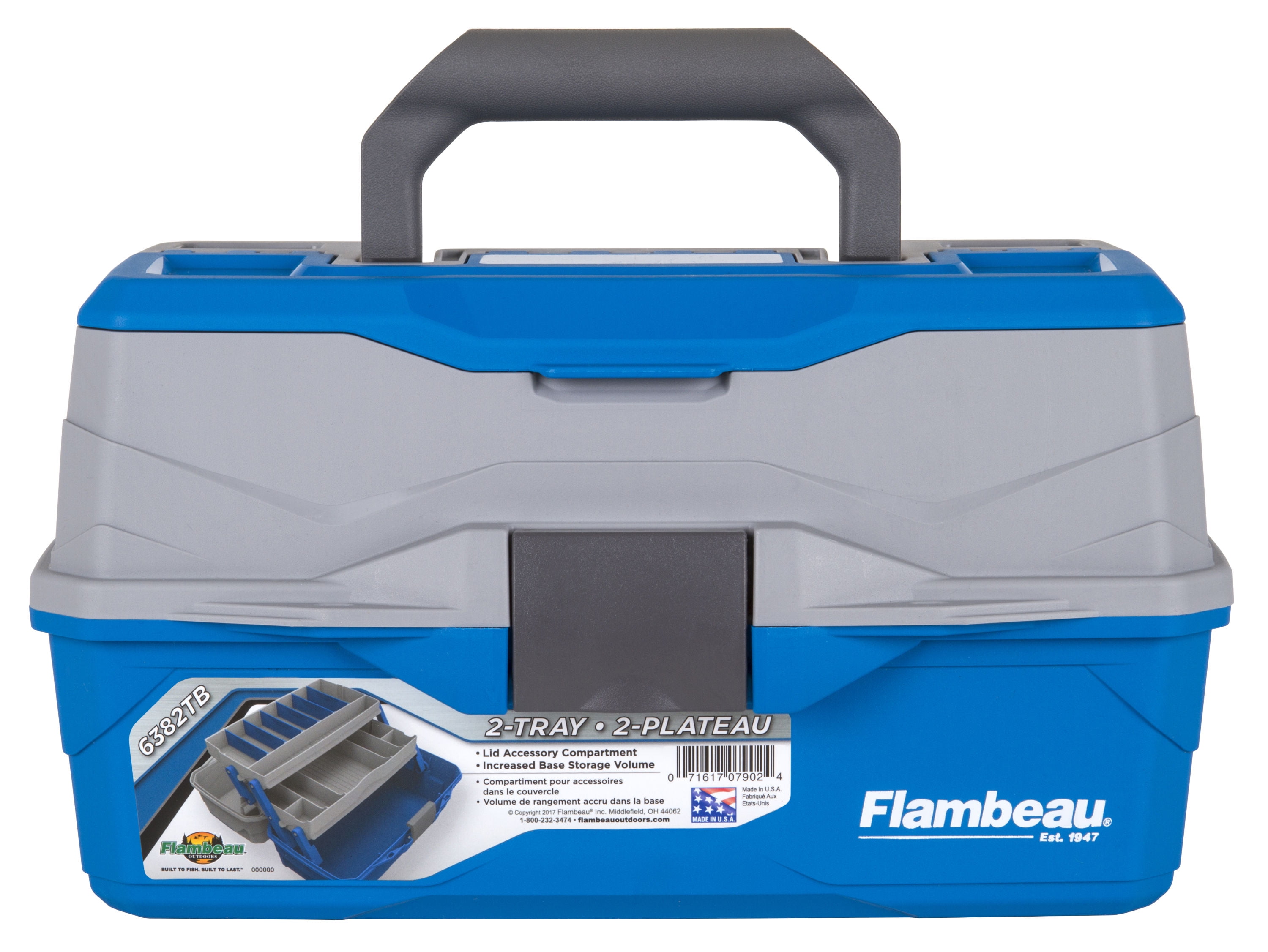 Flambeau Outdoors, 6382TB Classic Two Tray Fishing Tackle Box, Blue,  Plastic, 14 inches long 