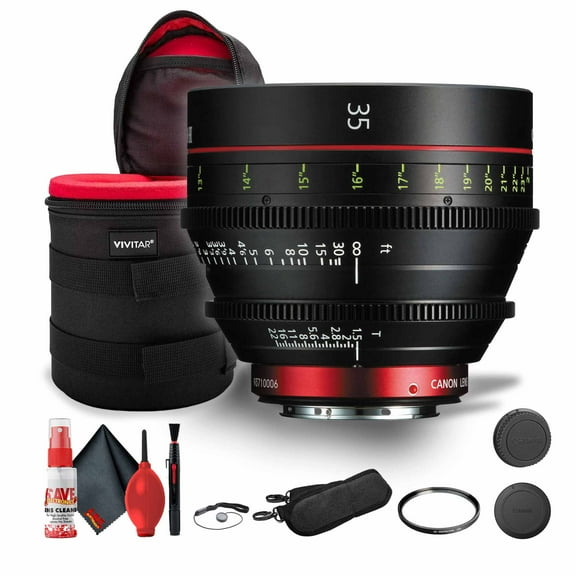 Canon CN-E 35mm T1.5 L F Cinema Lens (EF Mount) (9139B001)   Padded Lens Case   UV Filter   Cap Keeper   Cleaning Kit (International Version)