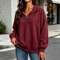 thumbnail image 2 of ZVAVZ Quarter Zip Sweatshirt for Women Lightweight Plus Size Long Sleeve Sweatshirts Fall Winter Fashion Comfy Mock Neck Pullovers Wine XL, 2 of 6