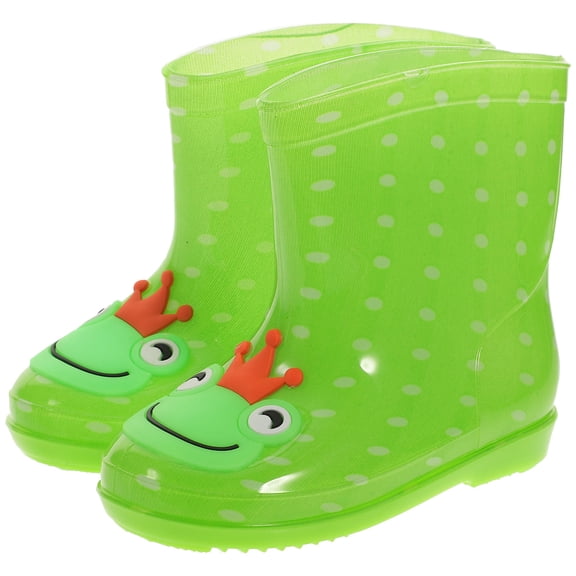 Worgeous Kids Rain Boots Made of PVC Material Waterproof Anti Skid Thickened Soles Comfortable to Wear Green