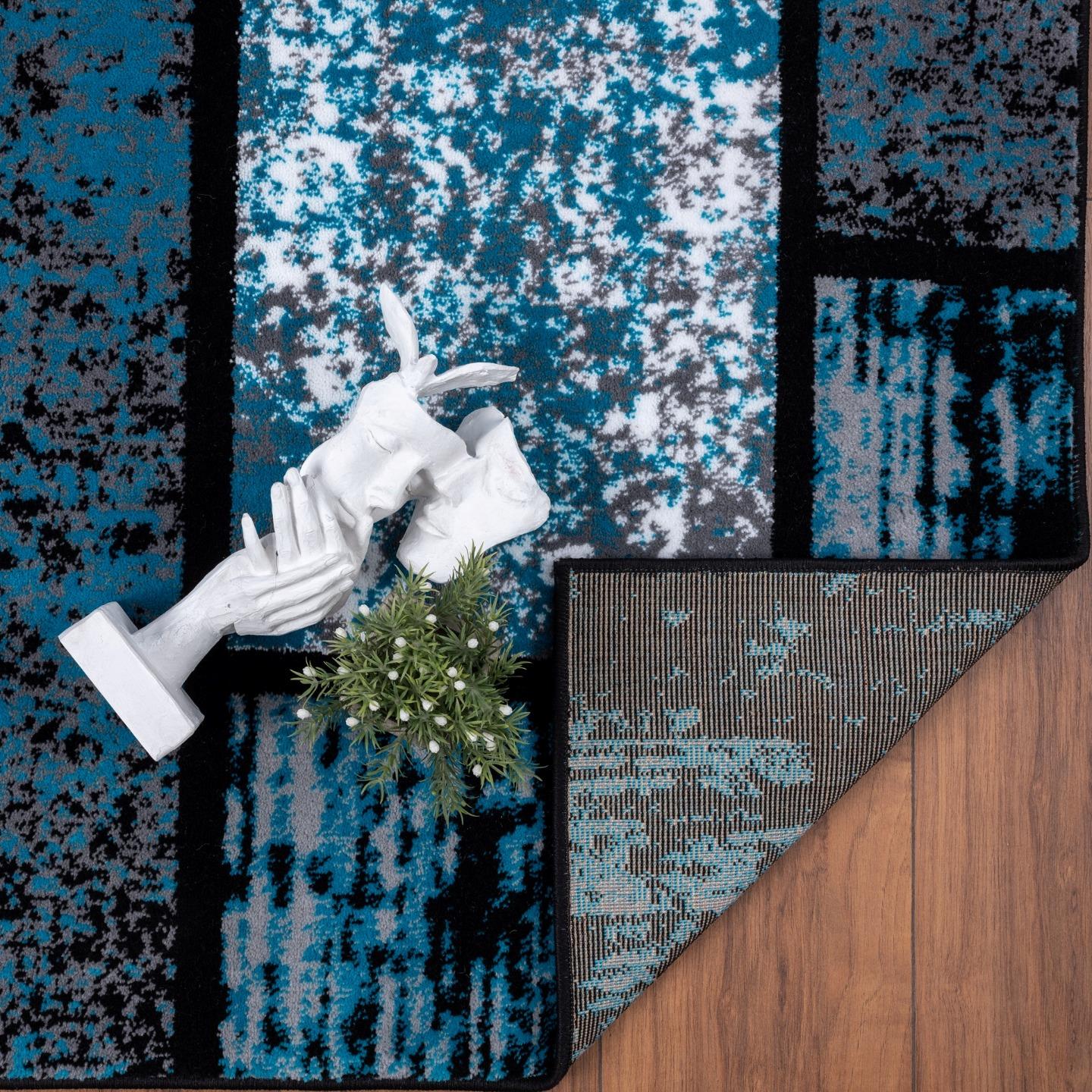 Luxe Weavers 1007 Turquoise Geometric Modern Area Rug 5x7