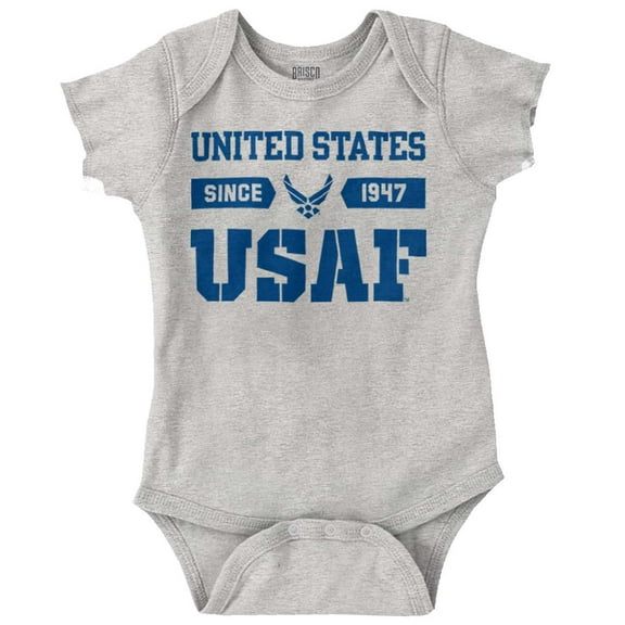 US Air Force Classic USAF Logo Romper Boys or Girls Infant Baby Brisco Brands 12M