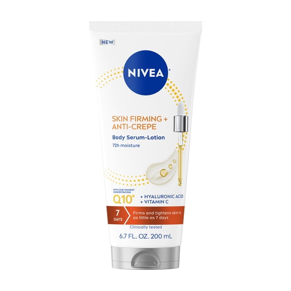 NIVEA Skin Firming & Anti Crepe Body Serum-Lotion with Q10, Hyaluronic Acid & Vitamin C, 6.7 fl oz