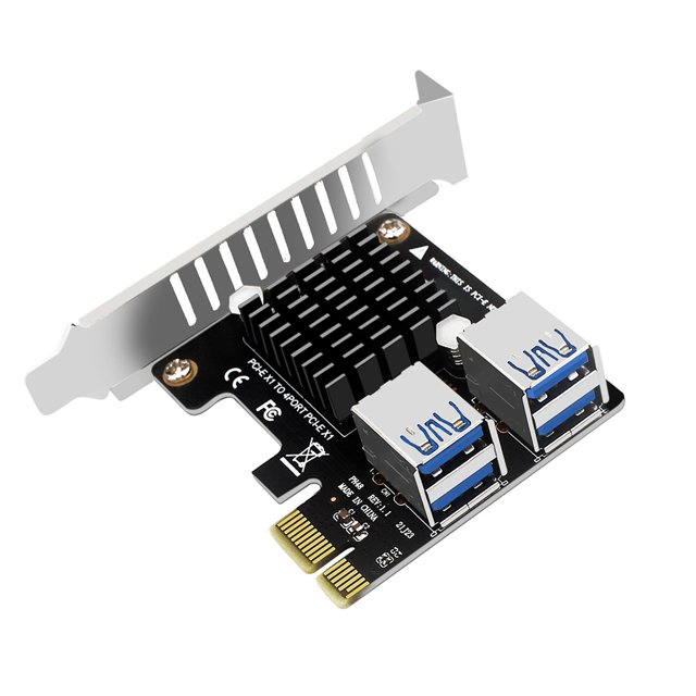 PCIe a PCI-E X1 4 puertos Tarjeta extendida de escritorio 1X USB 3.0 Convertidor PCIe de escritorio
