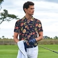 thumbnail image 6 of Xecao Flower for Mens' Casual Short Sleeve Button-Down Polo Shirts for a Classic Golf Look, 6 of 9
