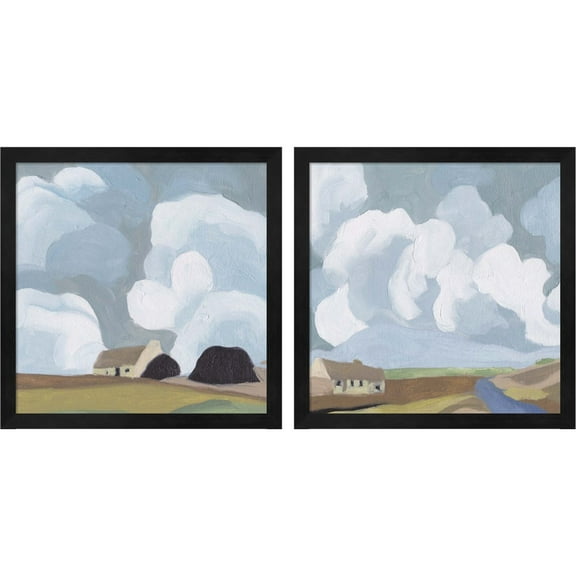 Great Art Now Another Place by Melissa Wang, 2 Piece Framed Art Set Each 13.25"W x 13.25"H