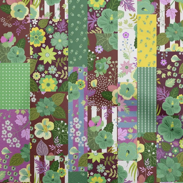 oneOone Polyester Spandex Green Fabric Asian Mix Floral Craft Projects Decor Fabric Printed By The Yard 56 Inch Wide