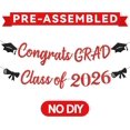thumbnail image 4 of Yanonmyfd Black and Red Congrats Grad Banner,Class of 2026 Banner and Graduation Caps Garland,Glitter Red Graduation Decorations Banner,Pre-Strung Graduation Banner for Graduation Decorations 2026, 4 of 18
