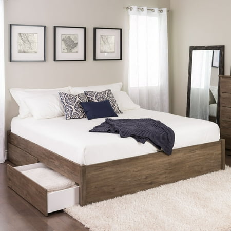 drawers platform king prepac bed drifted gray select