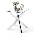 thumbnail image 1 of Gymax Glass Side Table Square End Table w/Tempered Glass Top & Metal X Base Silver, 1 of 10