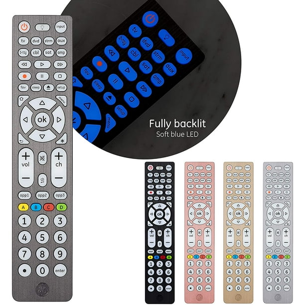 GE 8Device Backlit Universal TV Remote Control in Brushed Graphite