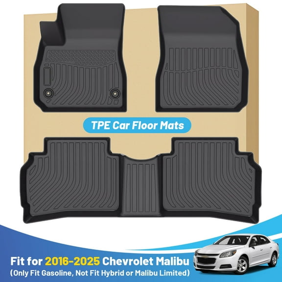 Black Floor Mats Liners Replacement for Chevrolet Chevy Malibu 2016-2025 Heavy Duty All Weather Guard Front Rear Car Carpet (Not Fit Malibu Limited)