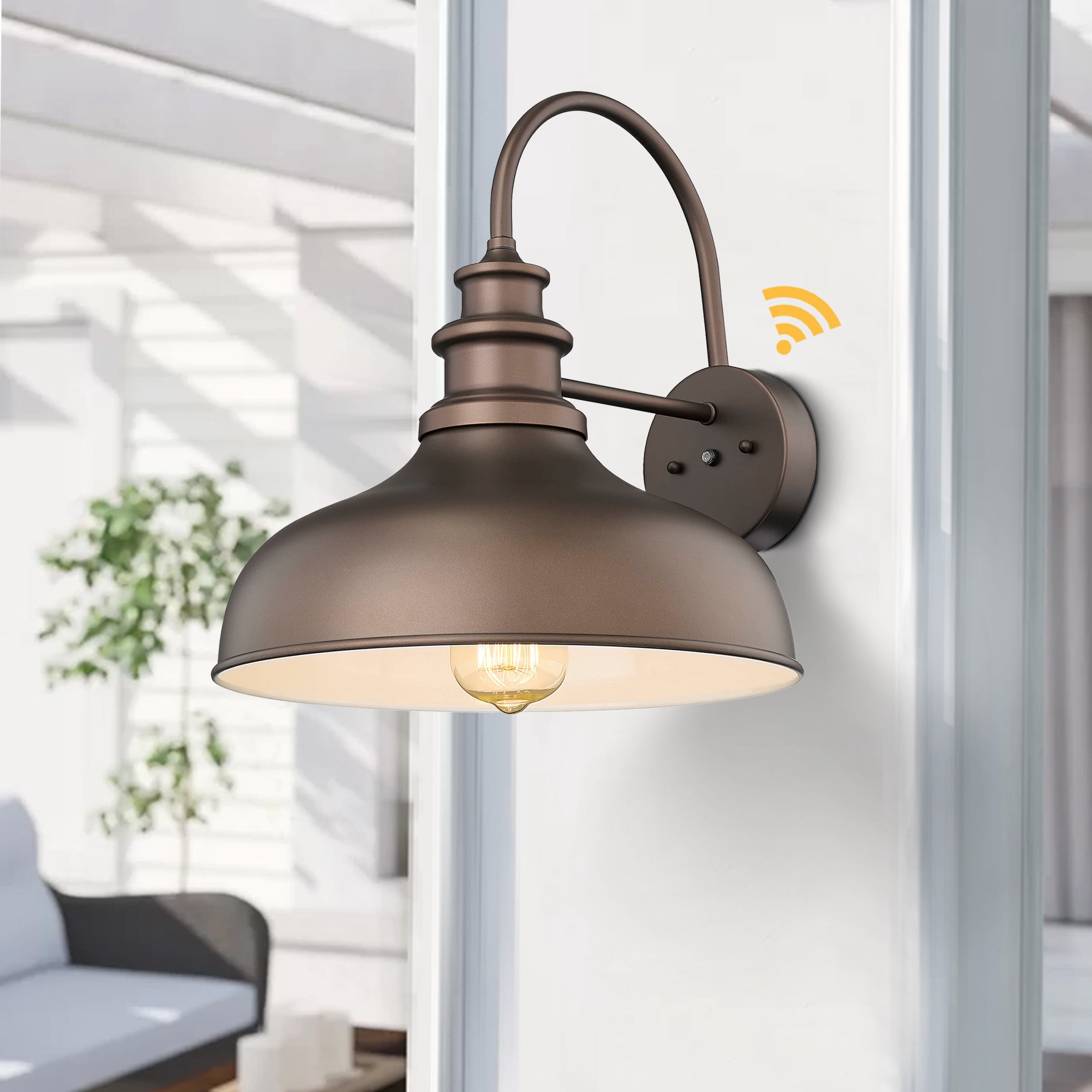 Dusk to Dawn Outdoor Barn Light Anti-Rust Outdoor Wall Sconce Farmhouse Exterior Lighting Fixture Wall Lantern Lamp for Porch,Garage(Oil rubbed bronze finish+ white interior, 2 Pack)