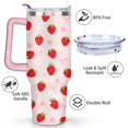thumbnail image 3 of 40oz Cute Red Strawberry Stainless Steel Flip Straw Tumbler Spill Proof Travel Cup Double Wall Vacuum Insulated Coffee Mug with Top Handle, 3 of 6