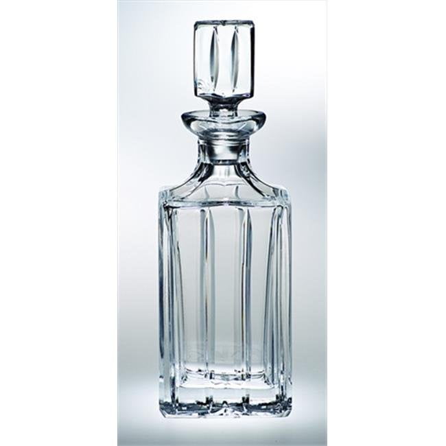 Strip Diamond Crystal Cut Decanter Bottle with Square Lid 30 Oz 