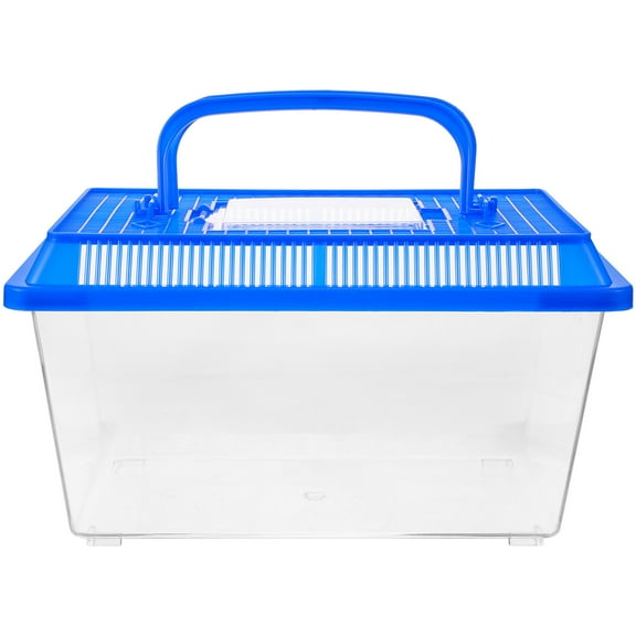 Pretyzoom Pet Turtle Tank with Basking Platform Sky-blue Plastic for Home Use 1Pcs