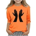 thumbnail image 2 of YUNAFFT T-Shirt Unisexe 3-14 Ans Festival Orange Imprimé Créatif Manches 3/4 Col Rond, 2 of 6