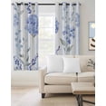 thumbnail image 2 of Hydrangea Leaves Kitchen Curtains Blue Striped Botanical Floral Cafe Short Curtains for Bathroom Blackout Window Curtain Grommet Small Window Treatment Tier Drapes for Bedroom Living Room 27.5"x39"x2, 2 of 9