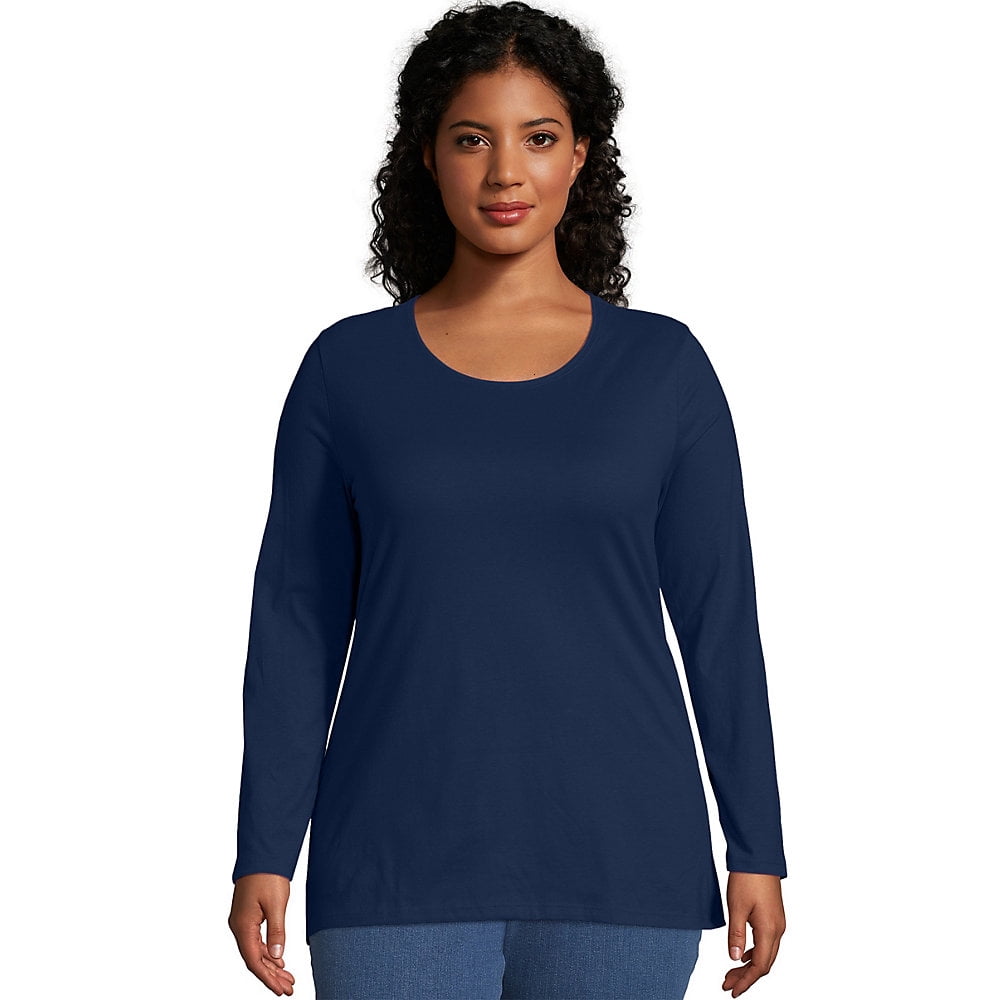 Just My Size Long-Sleeve Scoop-Neck 100 