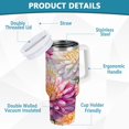 thumbnail image 4 of 30 oz Stainless Steel Tumbler Vacuum Insulated Leak Proof Stainless Steel Coffee Cup Water Bottles Pink Chrysanthemum, 4 of 9