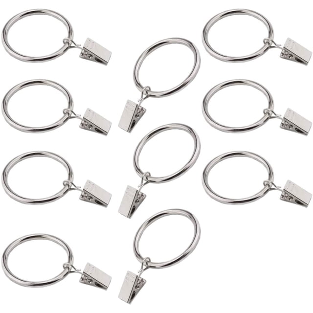 Juego de anillos de cortina Laklulu con clip de 1 pulgada, paquete de 10