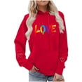 thumbnail image 6 of Valentines Day Hoodies for Women Casual Loose Pullover Sweatshirts Long Sleeve Red Sweater Tops with Pockets, L, 6 of 7