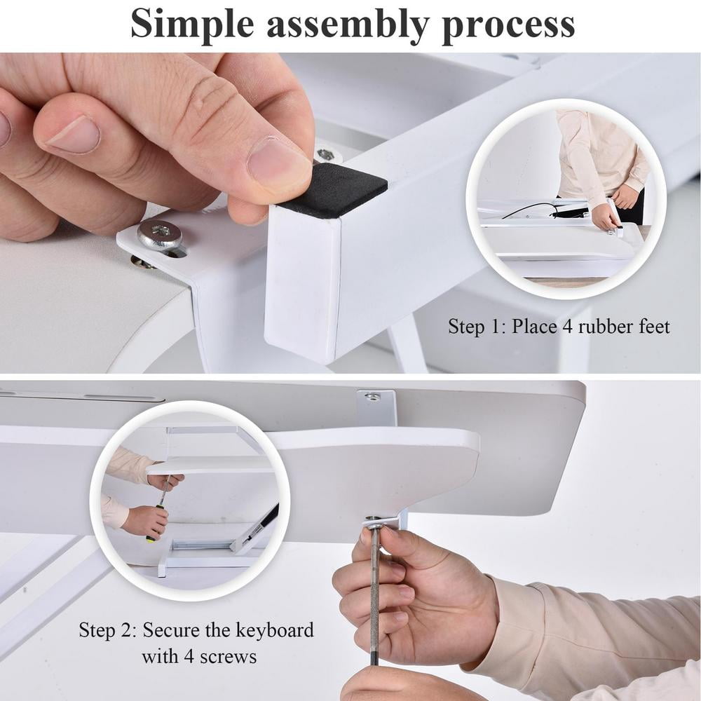TOHU Standing Desk Converter, Height Adjustable Manual Pneumatic Spring Workstation with Keyboard Tray, for Home, School, White