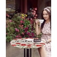 thumbnail image 4 of nqOlkjepod Red Spring Floral Round Tablecloth, Fitted Table Cover with Elastic for 36"-44" Round Tables, Welcome Botanical Farmhouse Table Cloth Outdoor Indoor Dinning Party Waterproof Tablecloths, 4 of 6