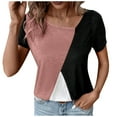 thumbnail image 2 of VgaVtl Womens Tshirts Tunic Short Sleeve Cotton Shirts for Women 2025 Solid Patchwork Slim Casual Holiday Fancy Tops,Pink L, 2 of 6