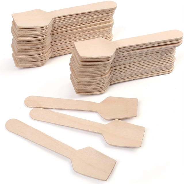 LOVEVER 120Pcs 3.75 inch Length Mini Wooden Spoons Square Disposable Tasting Sampling Spoons with Concave Tip Biodegradable Compostable