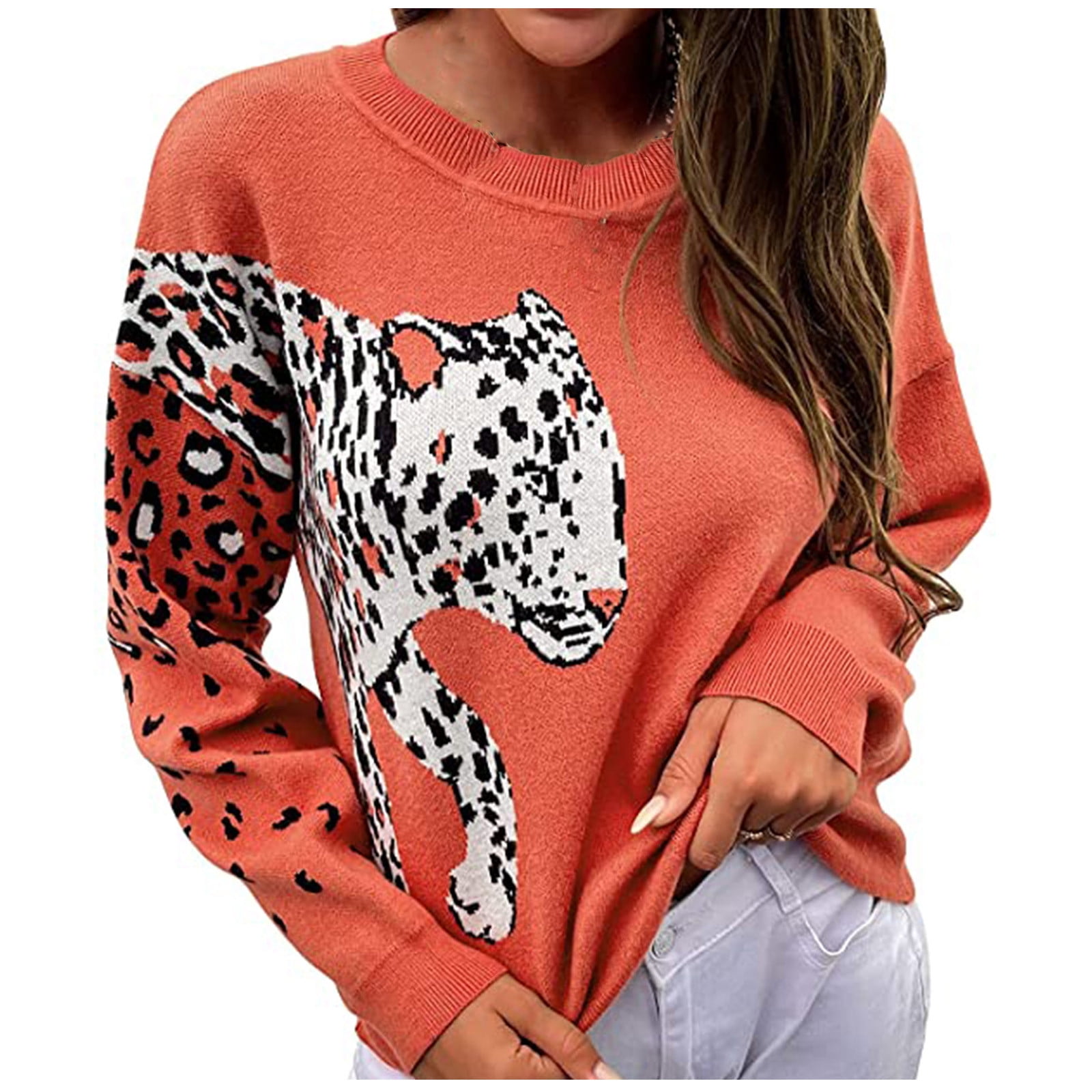 Sweater Vest Women's Long Sleeve Leopard Pullover O-Neck Knitted Casual Knitted  Sweater Ugly Christmas Sweater for Women Womens Sweaters Fall 2022 Plus  Size Sweaters for Women New Arrival Red,S - Walmart.com