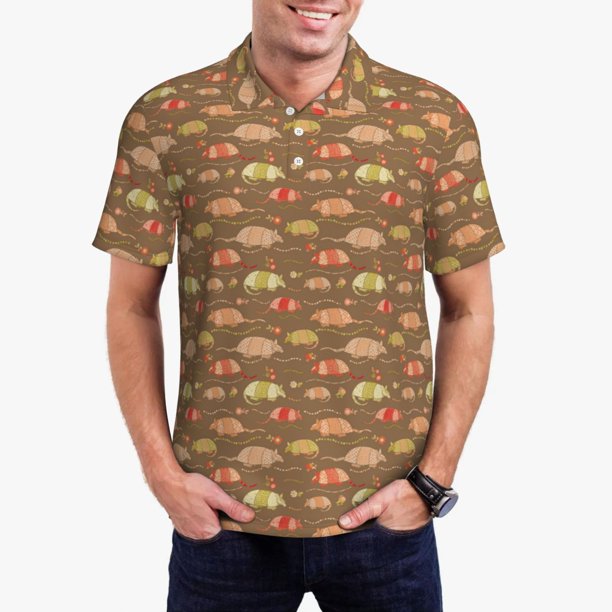 Fotbe Armadillo Floral 1 Camiseta Polo de Golf para Hombre con Estampado – Camisa Deportiva Transpirable con Cuello Abotonado-3X-Large