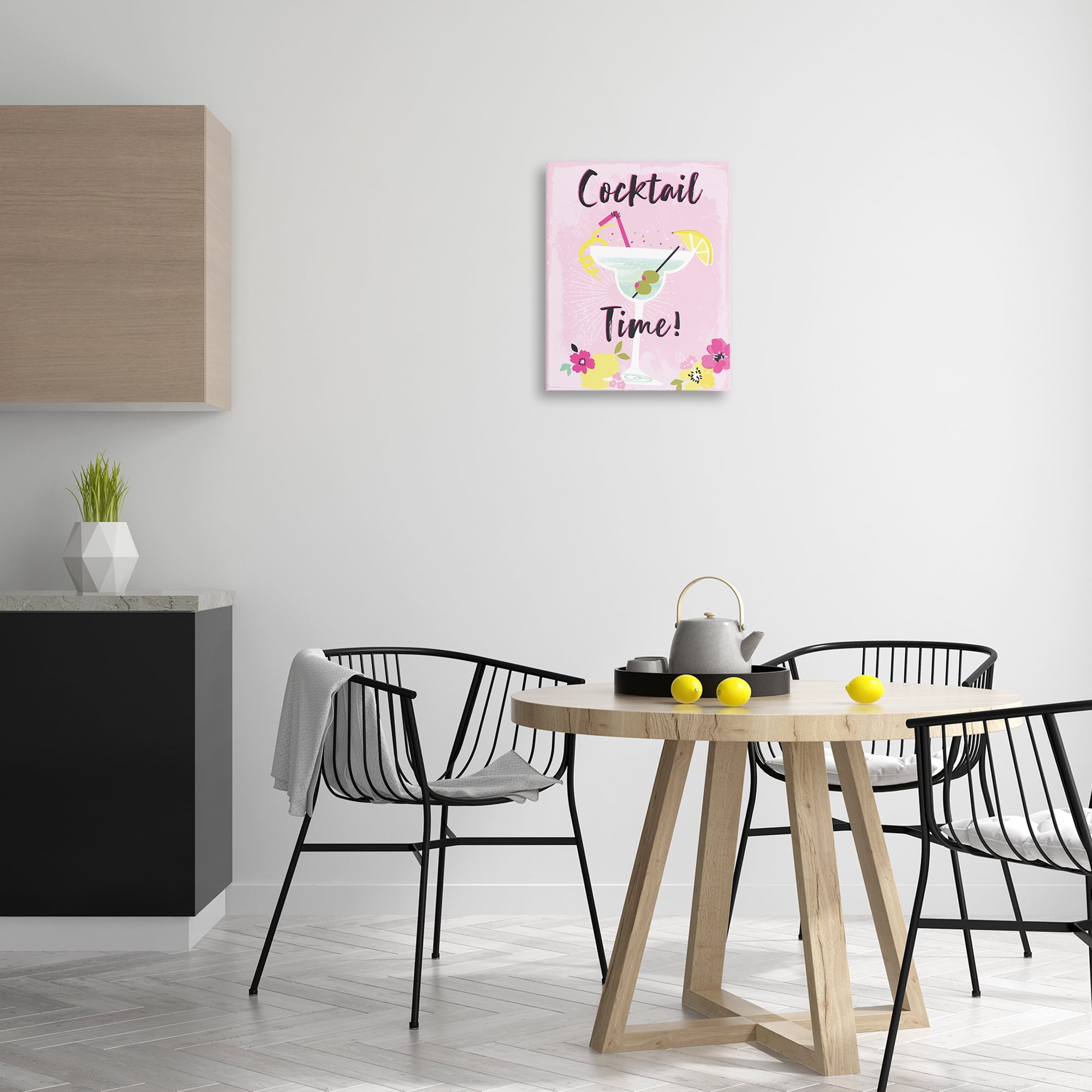 Stupell Industries Pink Cocktail Time Food & Beverage Painting Wrapped Canvas Art Print Wall Art, 16 x 20