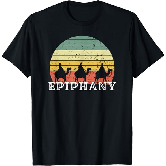 Epiphany season Christian Three Wise Men 3 Kings day retro T-ShirtMen and women, Black T-shirt, size: Extra large