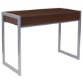 thumbnail image 3 of Bradley Dark Wood Grain Finish Desk with Silver Metal Frame, 3 of 5