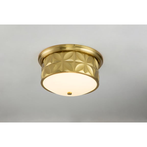 Lucas McKearn Epsilon 17" 3-light Metal Flush Mount in Aged Brass