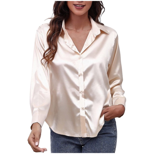 FAIWAD Womens Long Sleeve Tunic Tops V Neck Button Down Gradient Casual Basic Pullover Tops