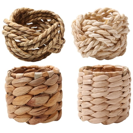 

Napkin Holder Ring Rings Buckles Serviette Woven Braided Buckle Wedding Straw Curtain Holders Decorative Rattan Seagrass