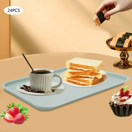 Denest 24pcs 13.39*9.45inch Fast Food Tray, PP Multi-Purpose Rectangle Serving Tray