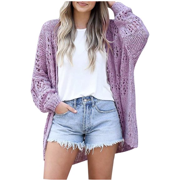 Cameland Lightweight Summer Fall Cardigan for Women Spring Open Front Long Batwing Sleeve Netted Crochet Cardigans Sweaters