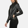 thumbnail image 3 of Luis Leather Womens Black Biker Lambskin Genuine Leather Jacket, Biker Jacket, 3 of 6