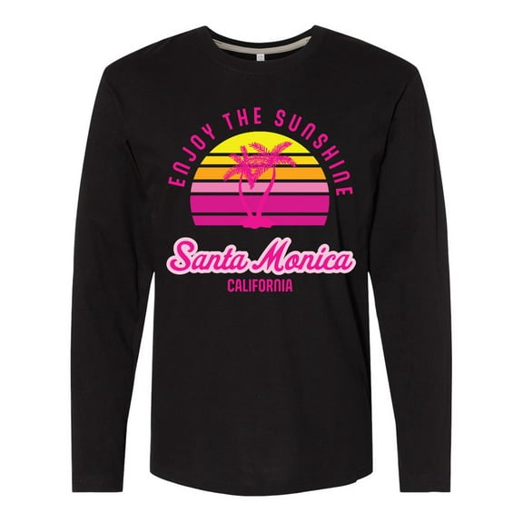 Inktastic Summer Enjoy the Sunshine Santa Monica California in Pink Long Sleeve T-Shirt