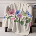 thumbnail image 3 of Throw Blanket for Couch Watercolor Watercolor Soft Fleece Flannel Blankets Cozy Lightweight Blanket for Home Sofa Living Room Blue Pink Flower Bed Throws 50" x 60", 3 of 9