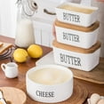 thumbnail image 2 of Ceramic Butter Dish With Lid Knife Butter Stick Holder Cheese Dessert Cake Tray Butter Stick Keeper Tray Home Container Butter Dish For Countertop Refrigerator Door Shelf, 2 of 9