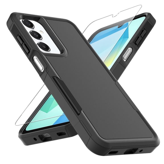 for Galaxy A16 5G Phone Case,[Military Grade Drop Tested] with Screen Protector, Dual Layer Protective Heavy Duty Cell Phone Cover Non-Slip Shockproof Rugged Case for Samsung Galaxy A16 5G (Black)