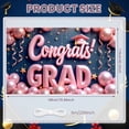 thumbnail image 2 of Pink Theme Graduation Banner Graduation Cap Design Congrats Display Pink Balloons Gold Stars Grad Backdrop for Graduation Party College Graduation Graduation Photo Shoot, 2 of 9