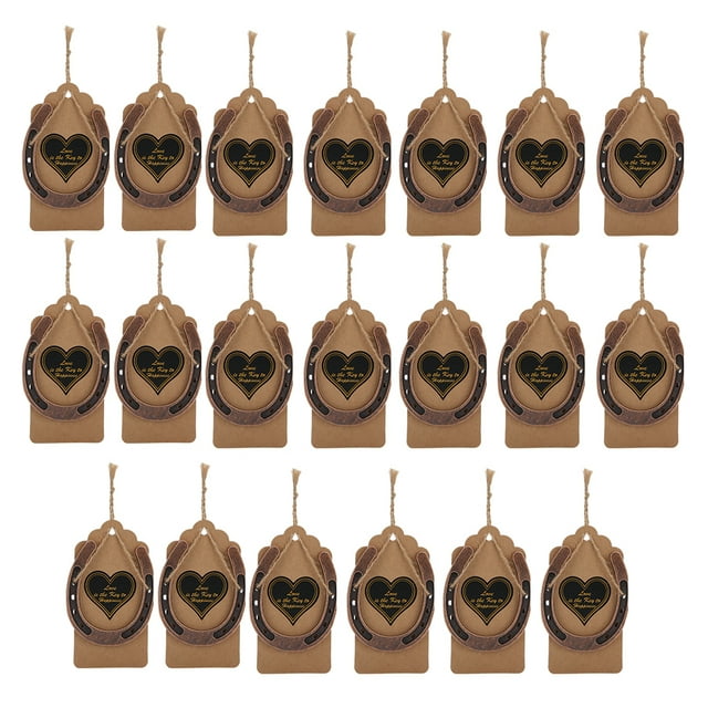 Nimomo Faveurs de Mariage - Pendentif Fer à Cheval en métal faveurs de Mariage avec étiquettes Kraft décorations de Mariage Fournitures de fête Cadeaux pour invité