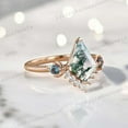 thumbnail image 2 of KANISHKAGEMS&JEWELS 2 Ct 9x7mm / Natural Moss Agate Proposal Ring Alexandrite Bridal Wedding Jewelry CZ Diamond Birthday Gift Ring, 2 of 4
