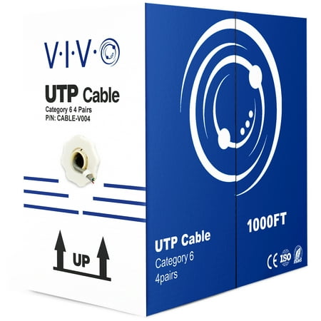 VIVO 1,000ft bulk Cat6 LAN Network Ethernet Cable / Wire UTP Cat-6 Grey 1000 ft